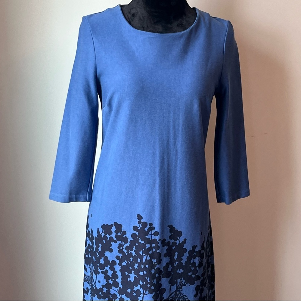 Boden Blue A-line Dress with 3/4 Sleeves - Picture 3 of 13
